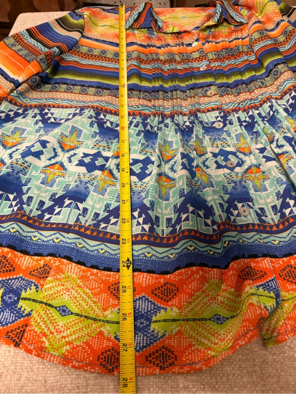 Women’s Investments Multicolor Striped & Geometric Button-Front Flowy Top PXL - Picture 13 of 14